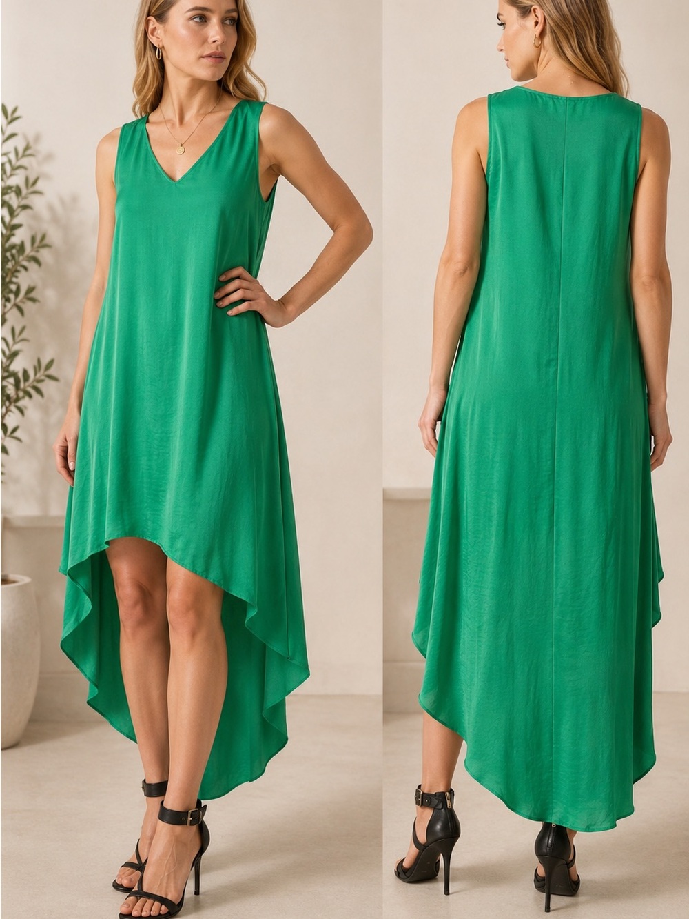 BCBGMAXAZRIA Minka Green High Low Draped Maxi Dress XXS Fits like XS/Small